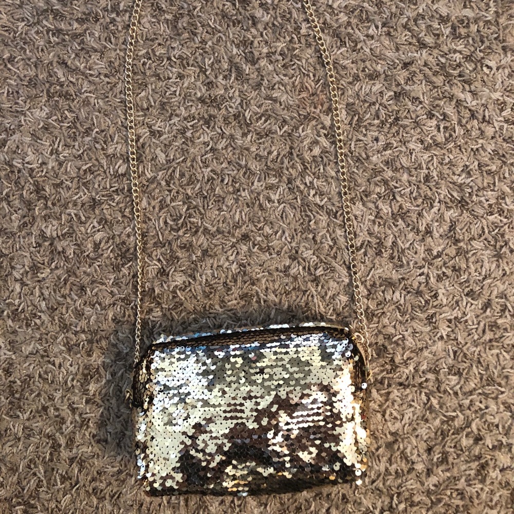 Gold sequin crossbody bag